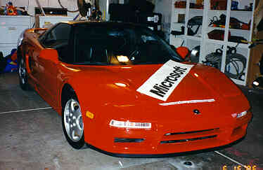 NSX with mockup of Microsoft logo on hood